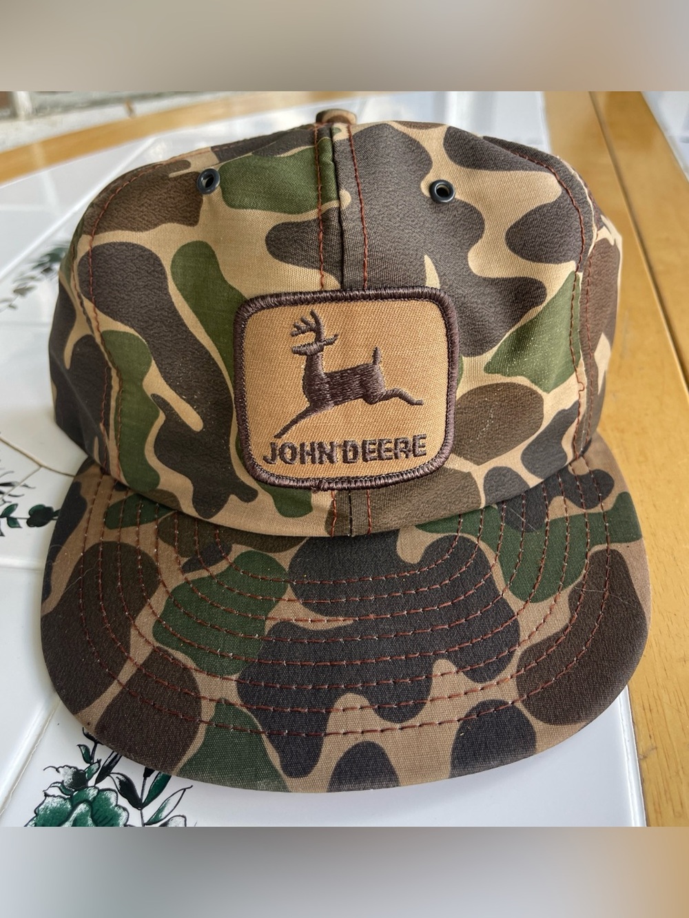 Vintage John Deere SnapBack Hat Camo USA Made 80s Outdoors Hunting Skate Rare
